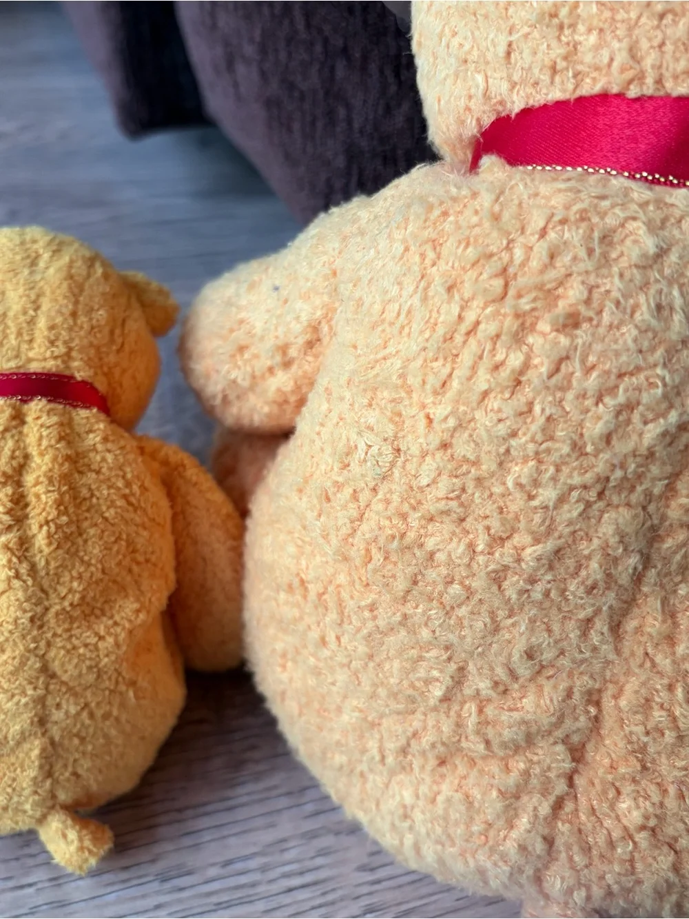 Ty Beanie Baby Pair - Yellow Plush Bear Set with Red Bows 2001